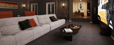 Дизайн домашнего кинотеатра-11, стильный и мягкий диван ДеФранс для домашнего кинотеатра